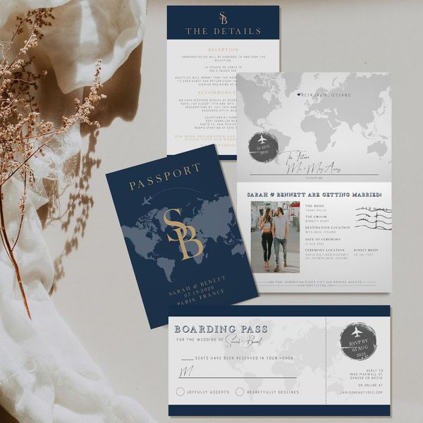 passport wedding invitations