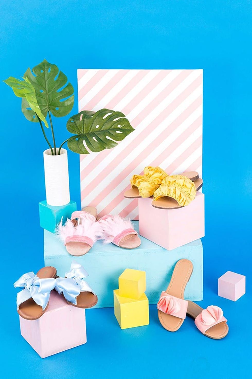 pastel slip on sandals