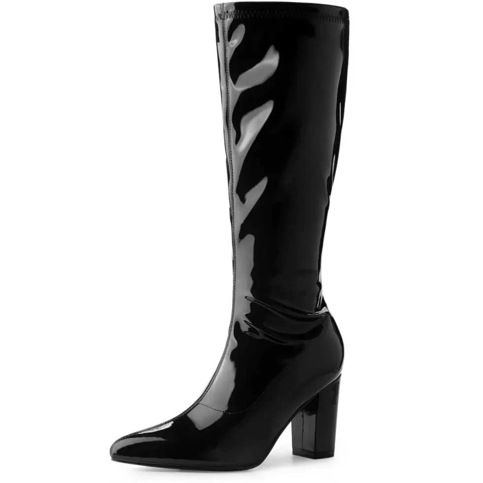 Patent Leather Knee High Boots