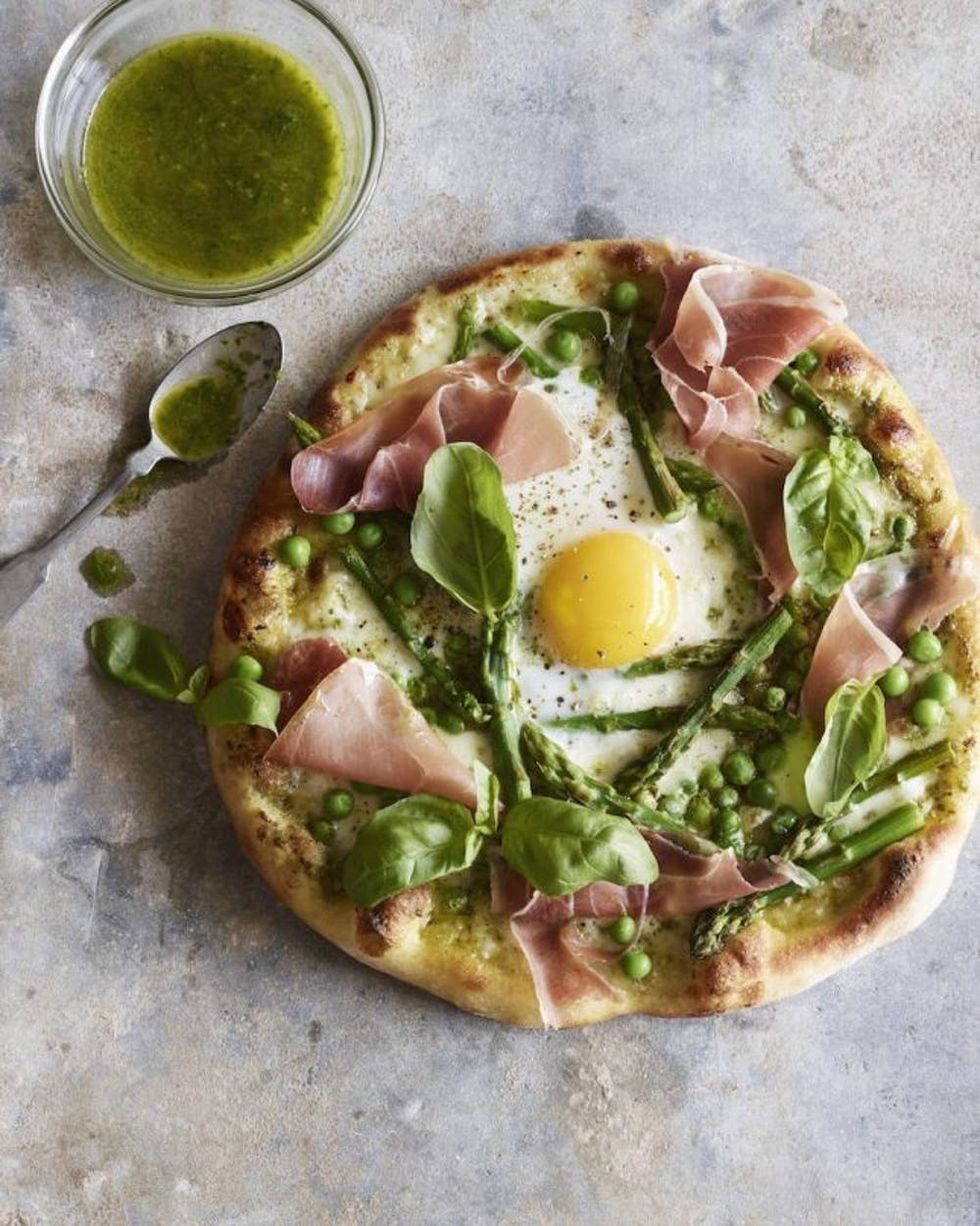 Pea Prosciutto Spring Pizza