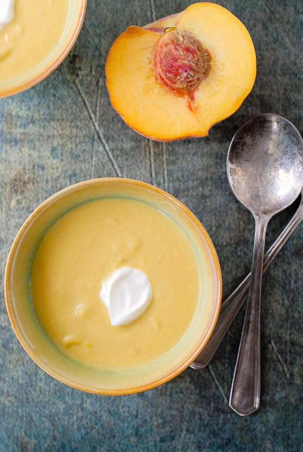 Peach Lemongrass Soup With Creme Fraiche