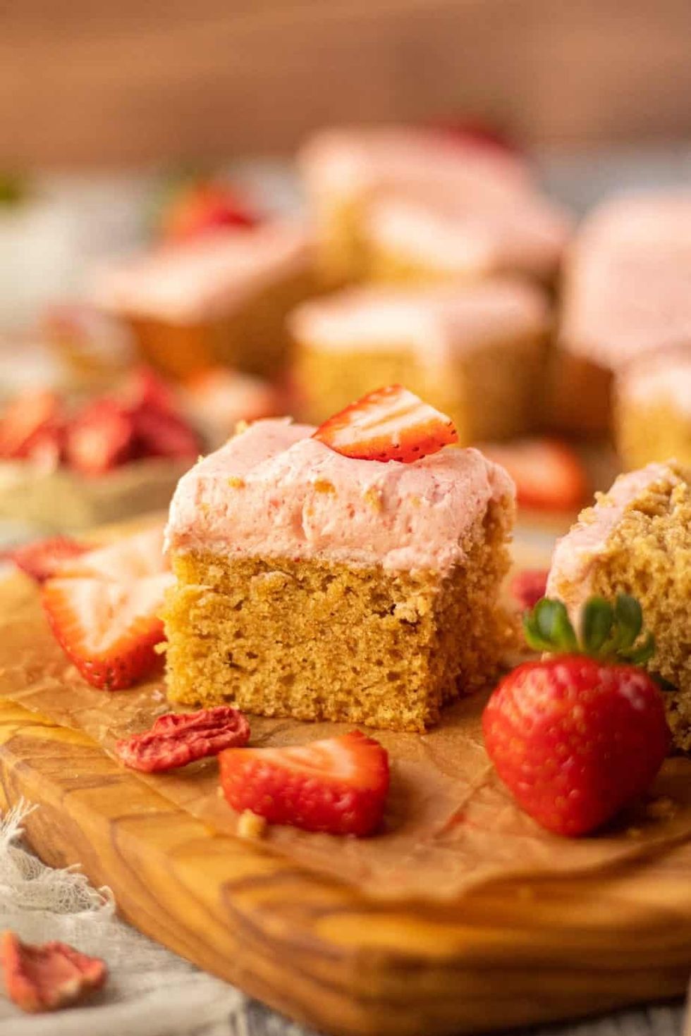 Peanut Butter Cake with Strawberry Frosting
