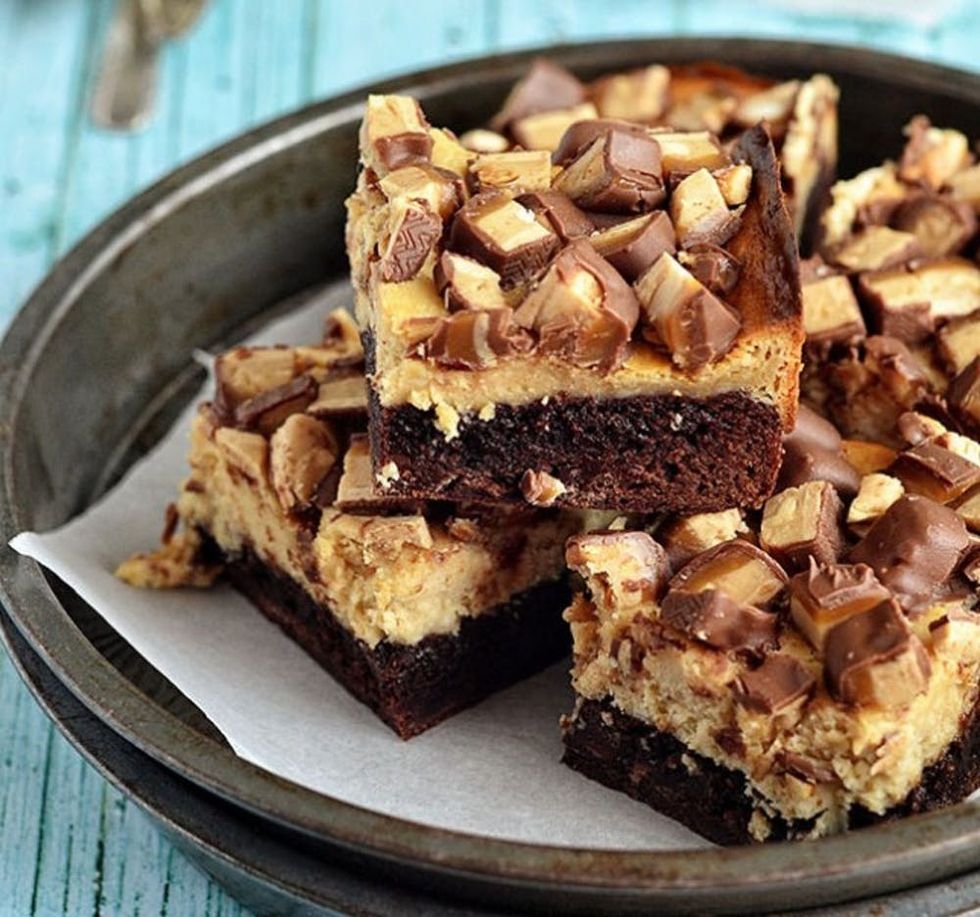 Peanut Butter Snickers Cheesecake Brownies