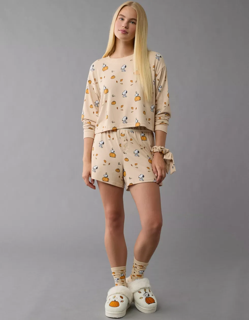 peanuts fall pumpkin pajama set