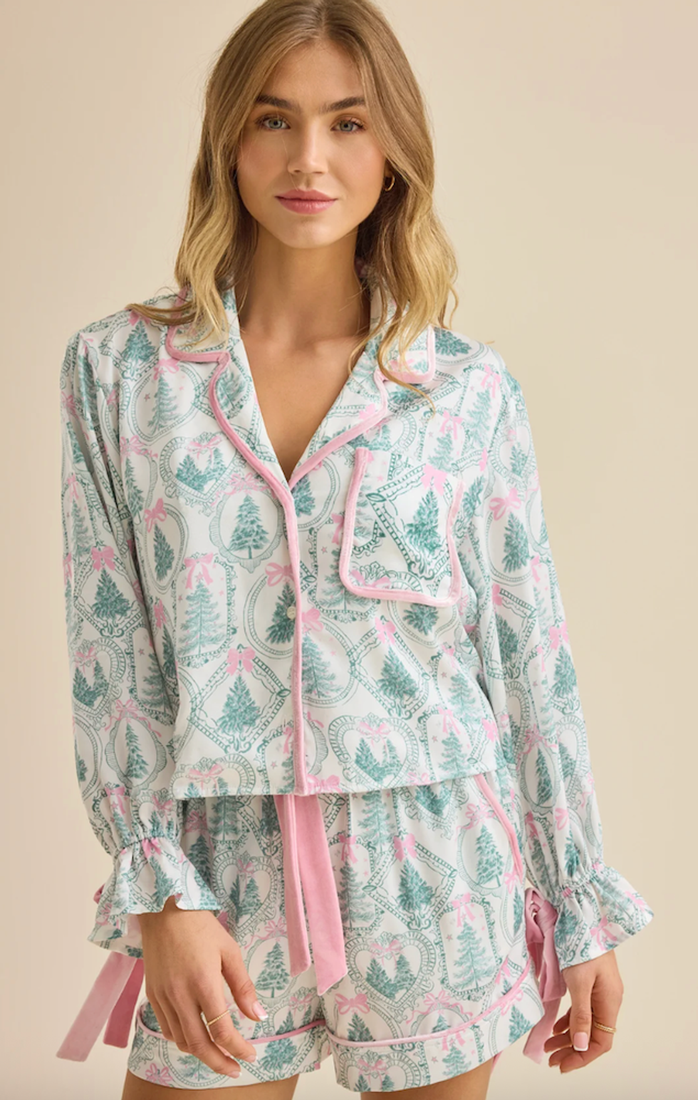 Penny Satin Christmas Sleep Top & Shorts