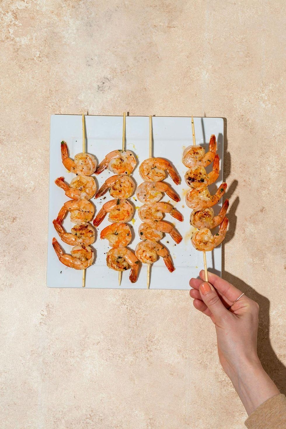 perfectly grilled shrimp on skewers