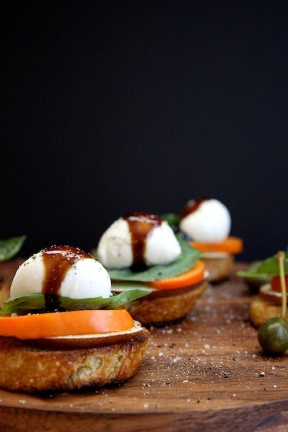 Persimmon Pear Caprese Toast