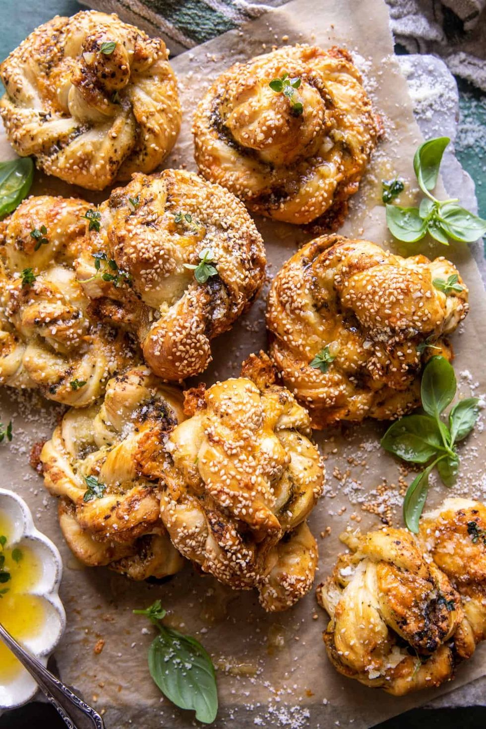 Pesto Garlic Butter Soft Pretzel Knots