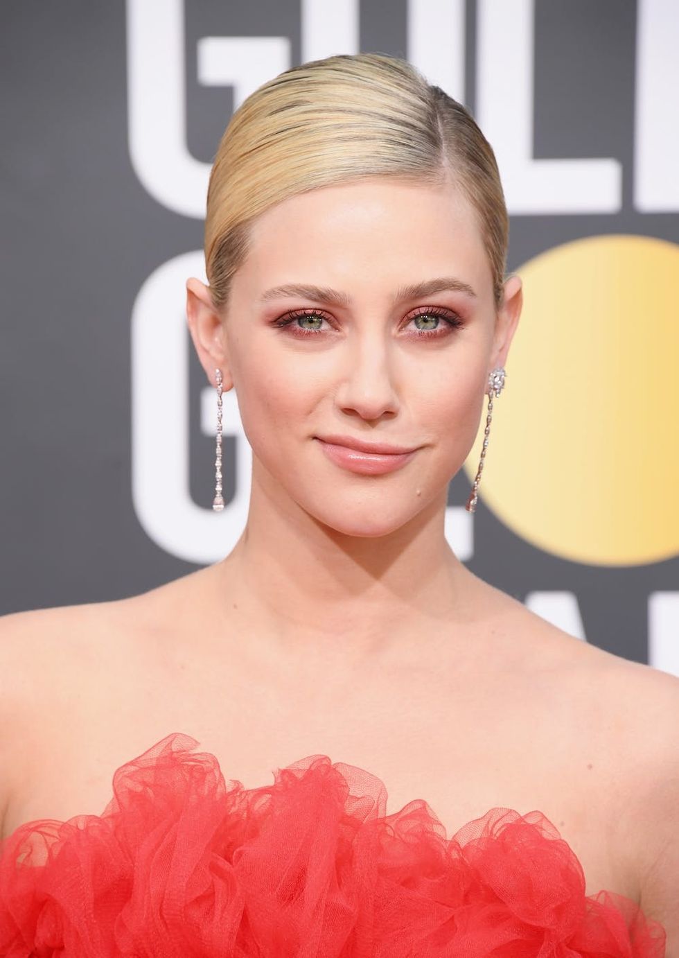 Photo of Lili Reinhart on the Golden Globes red carpet.