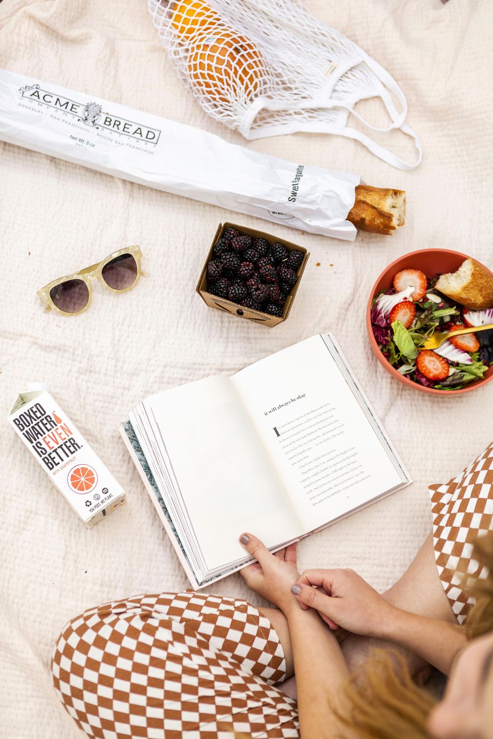 picnic still life inspiration fruit bread books picnic blanet