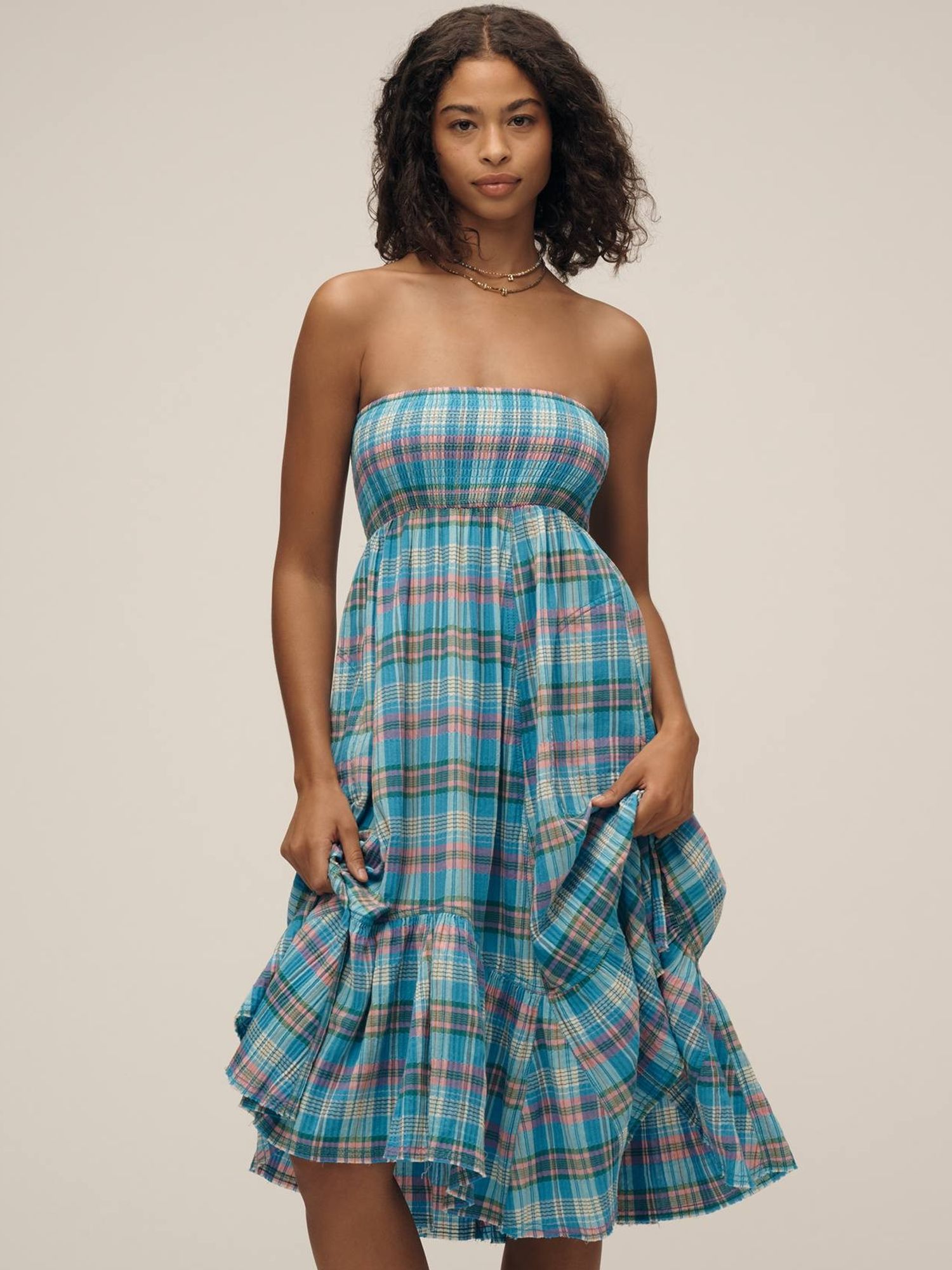 Pilcro Strapless Flounced Midi Dress