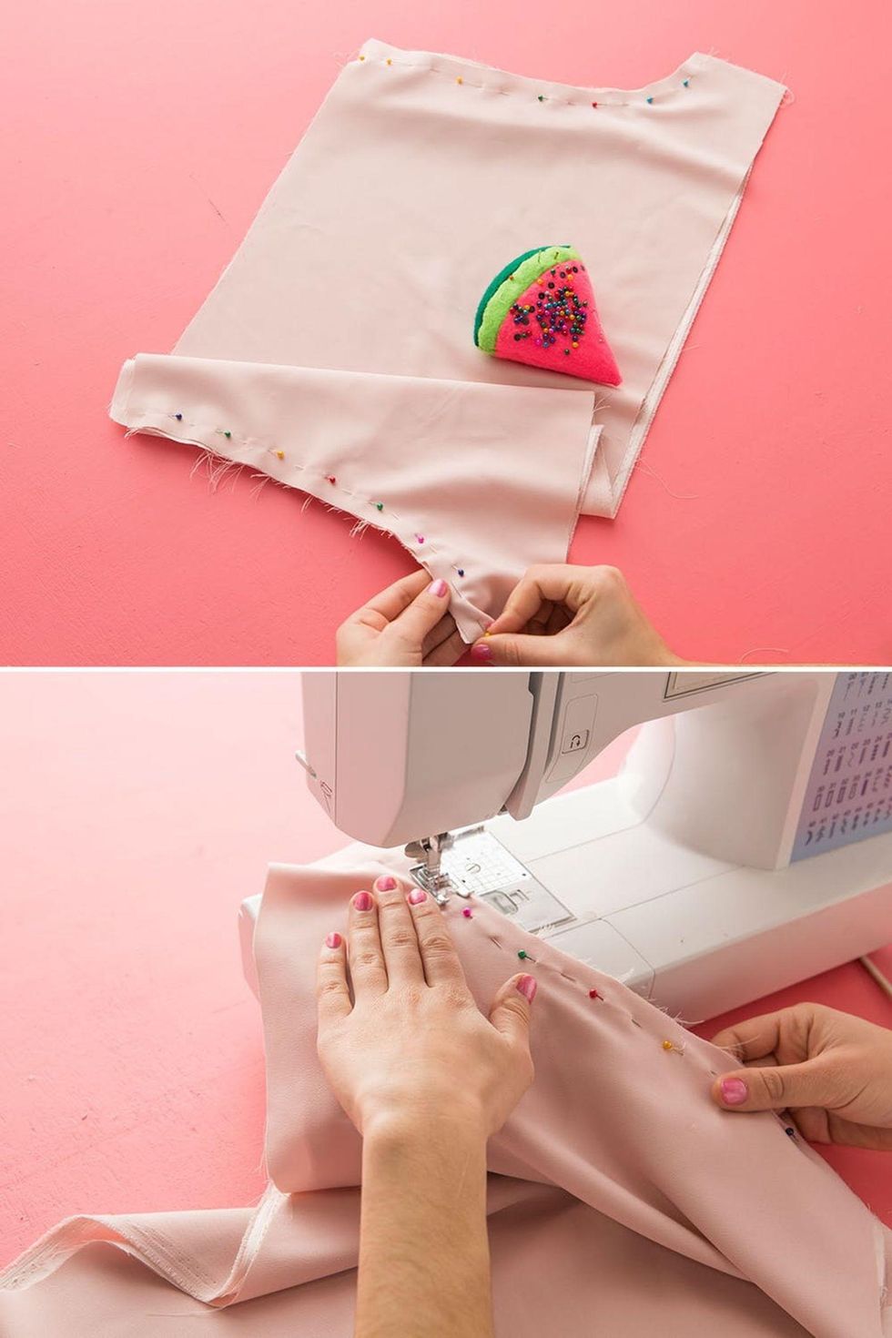 pin and sew your satin into shorts