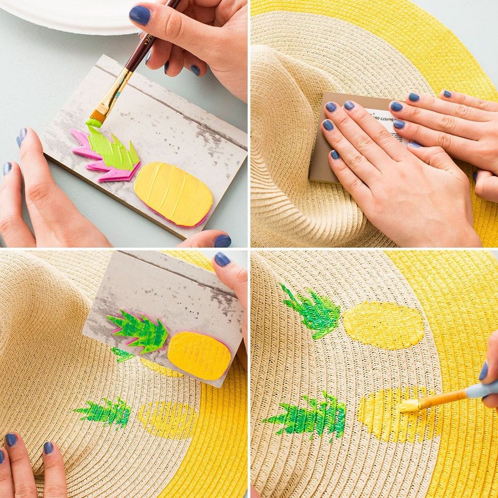 pineapple hat diy with foam and fabric paint