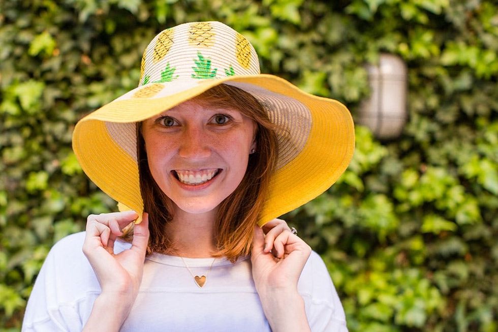 pineapple hat diy with yellow brim