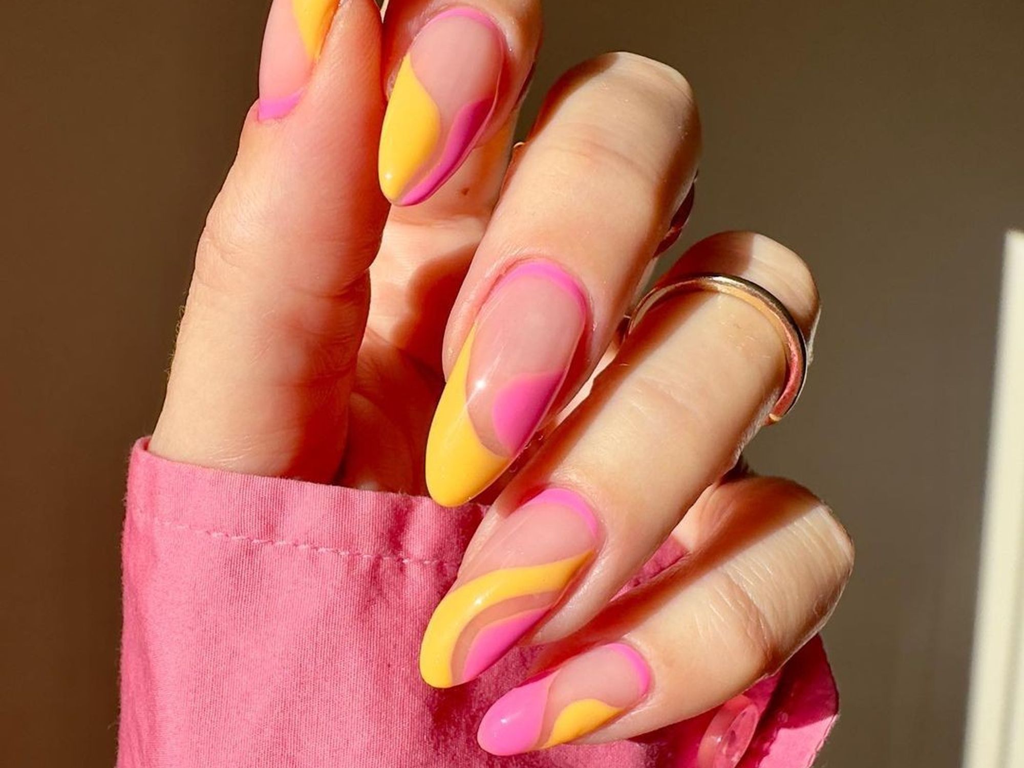pink and orange abstract nail designs