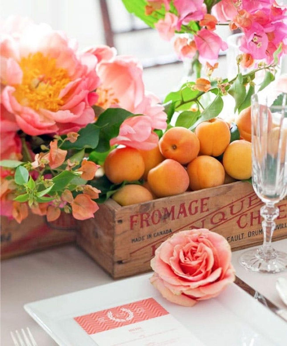 pink and orange spring table decor