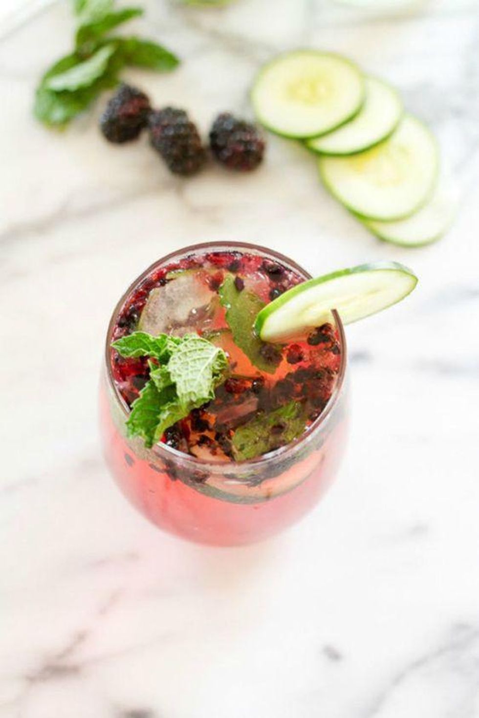 pink Blackberry Cucumber Skinny Mojito