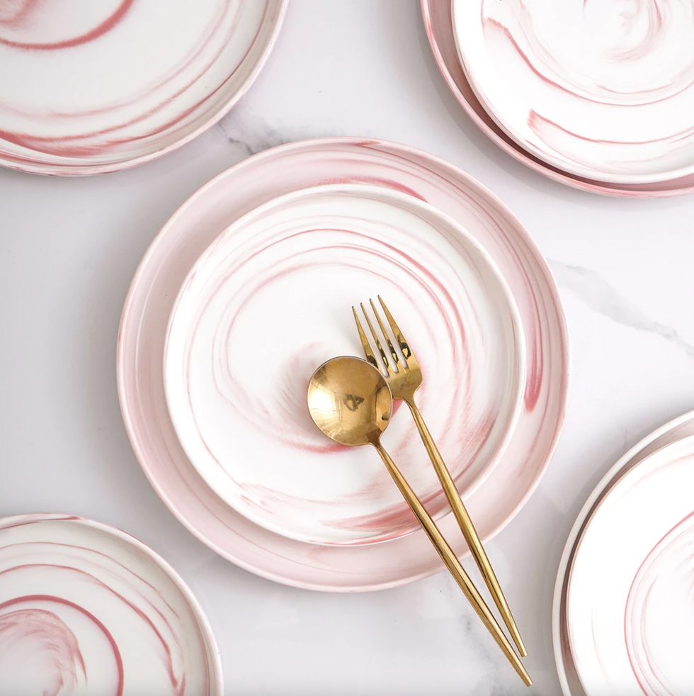 pink dinnerware