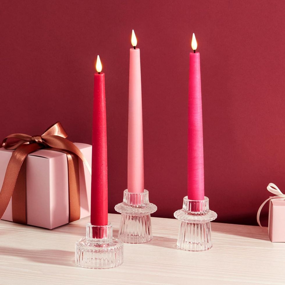 Pink Flameless Taper Candles