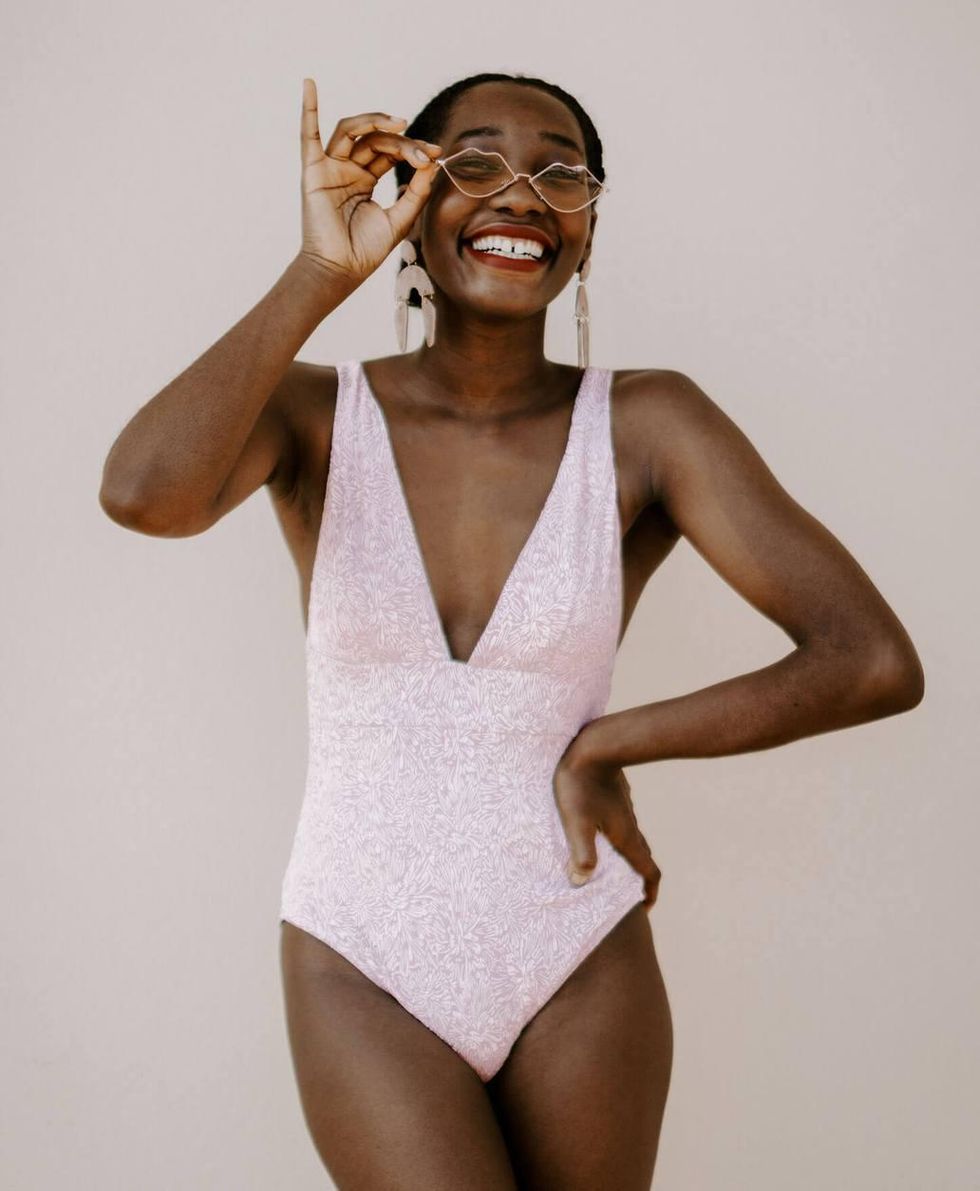 pink floral plus size swimsuits