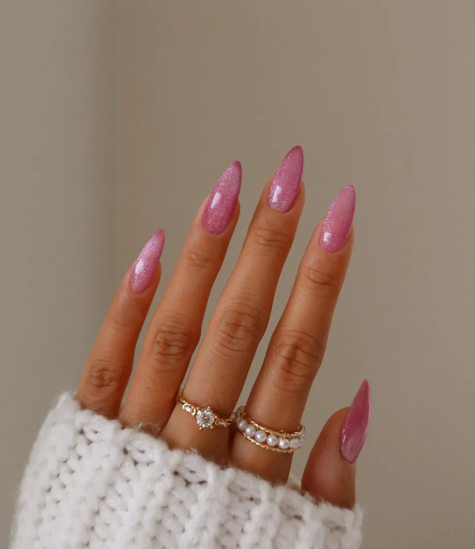 pink glitter nails