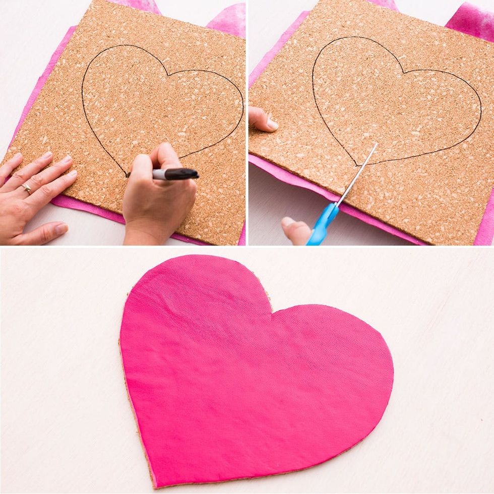 pink leather Cutting-out-Heart-Pad
