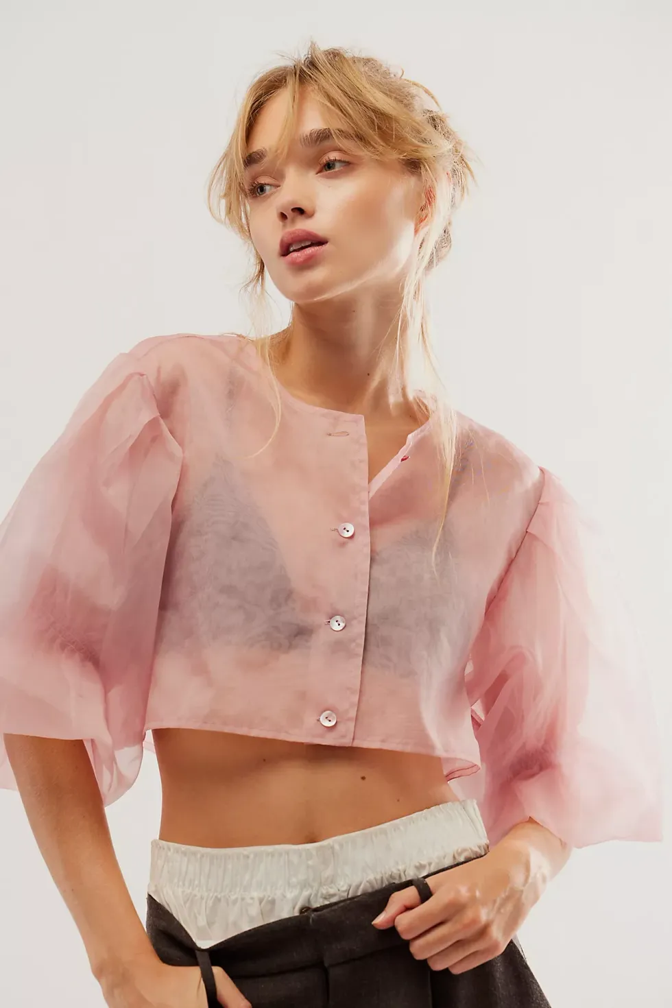 pink organza top