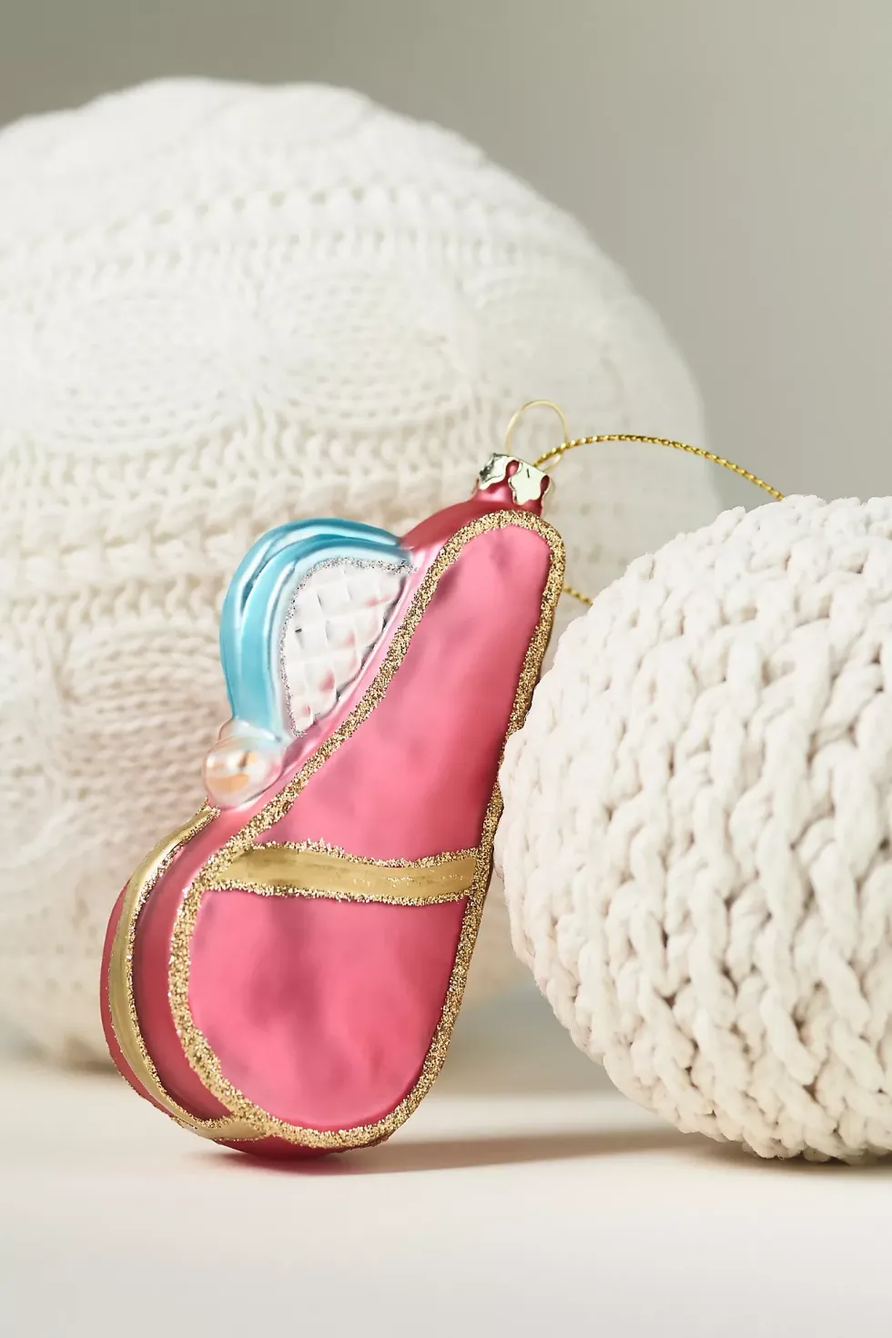 Pink Tennis Bag Glass Ornament