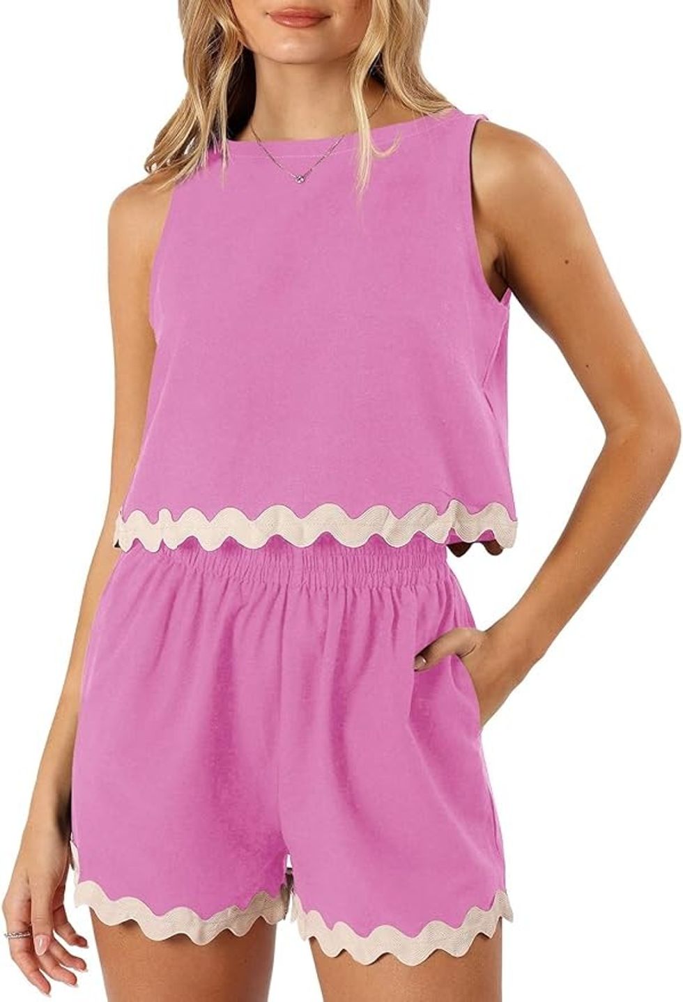 Pink Two Piece Linen Set