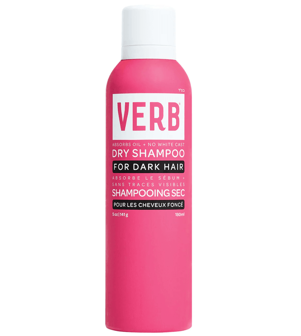 Pink Verb dry shampoo bottle for dark hair, 180ml.