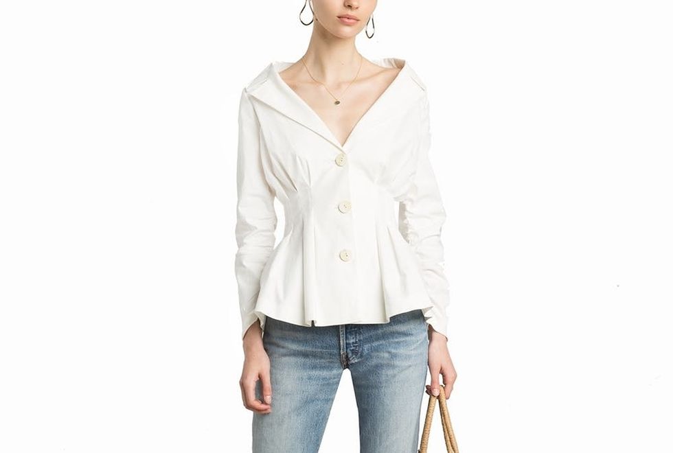 Pixie Market Bianca Linen Button Cinched Waist Jacket