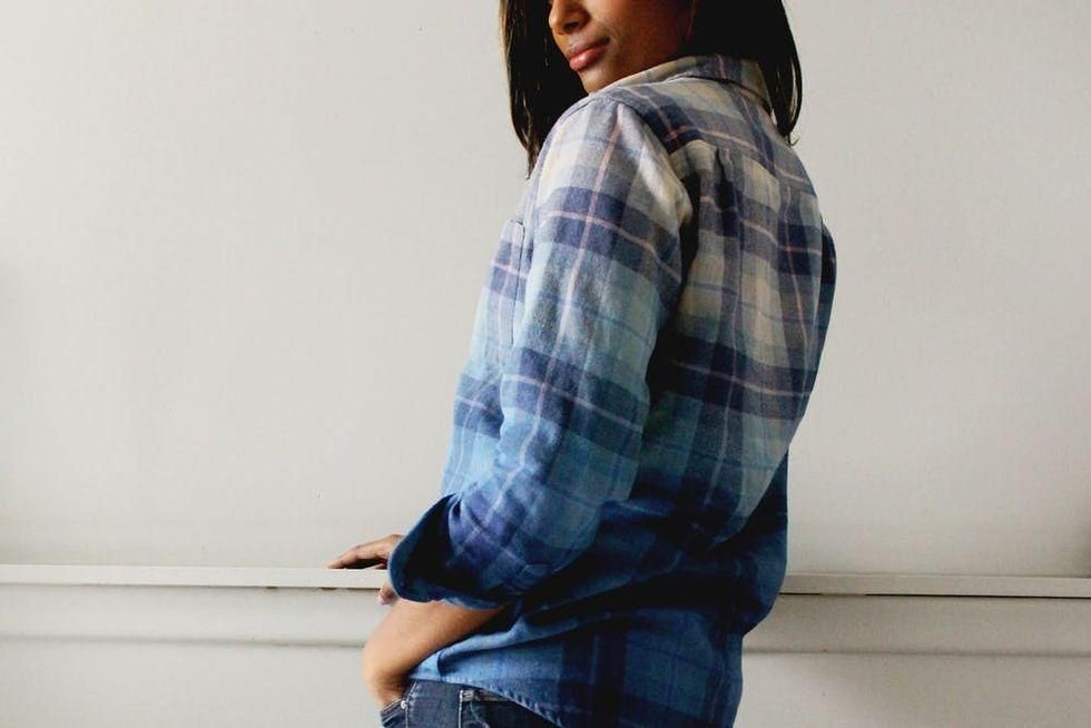 plaid dip dye flannel shirt