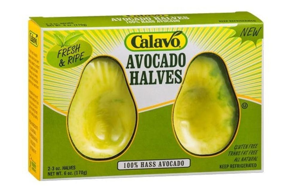 plastic-wrapped avocados
