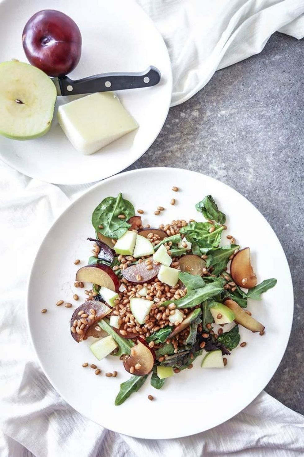 Plum, Apple, and Wheat Berry Salad