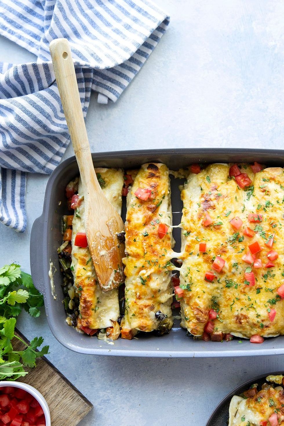 Poblano Sweet Potato Black Bean Breakfast Enchiladas