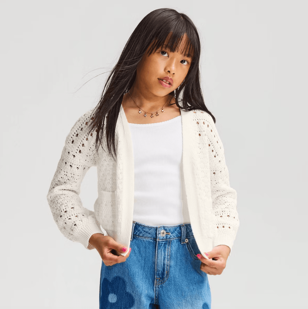 Pointelle Open Cardigan