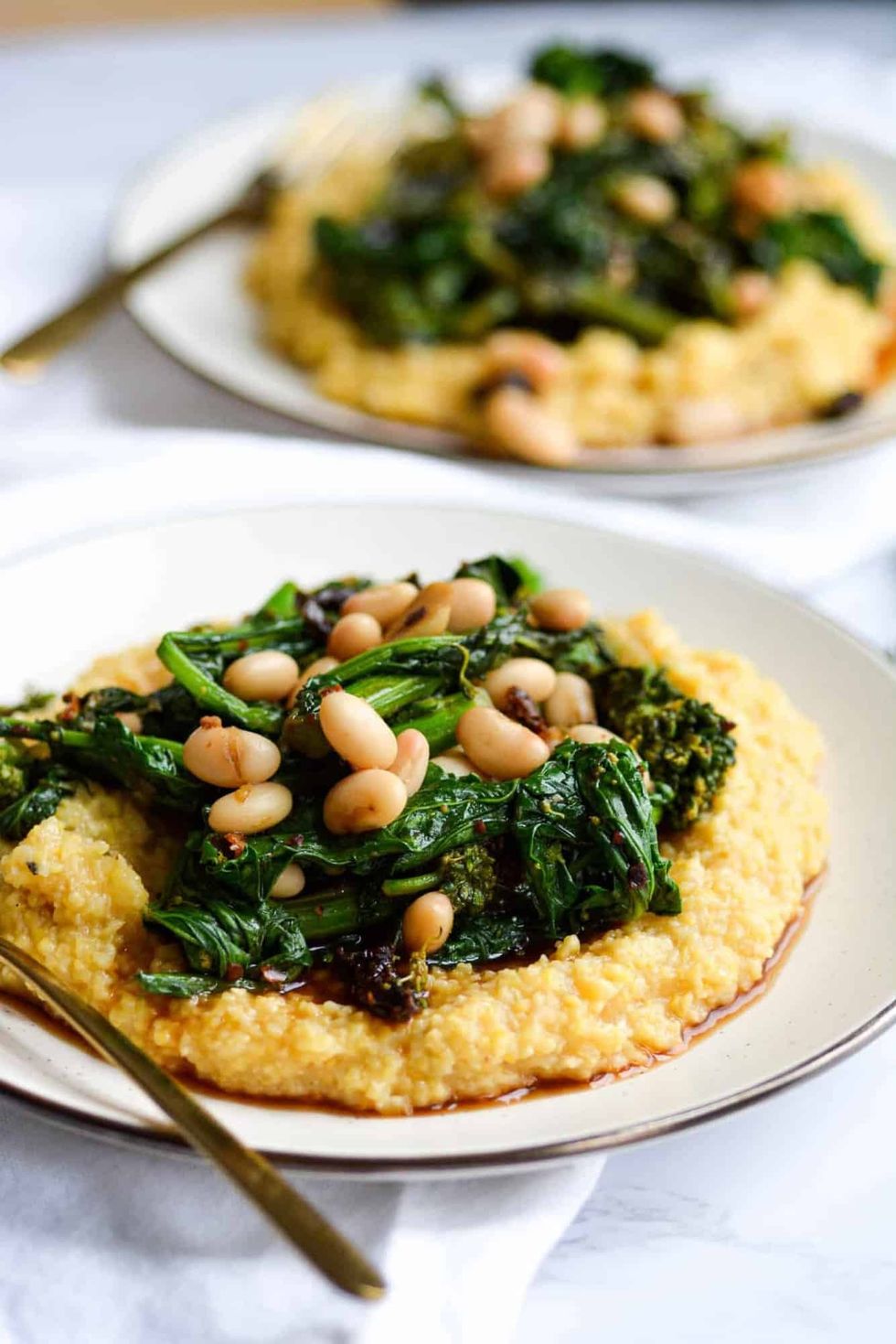Polenta with Broccoli Rabe and White Beans