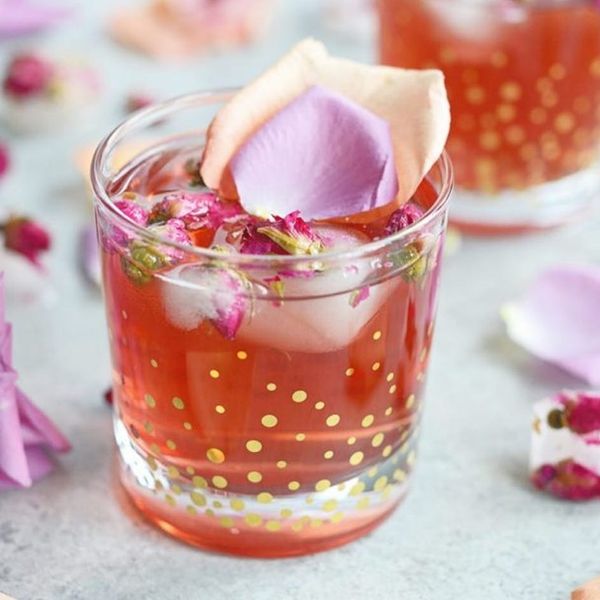 Pomegranate Rose Gin Fizz pink cocktail recipes valentines day