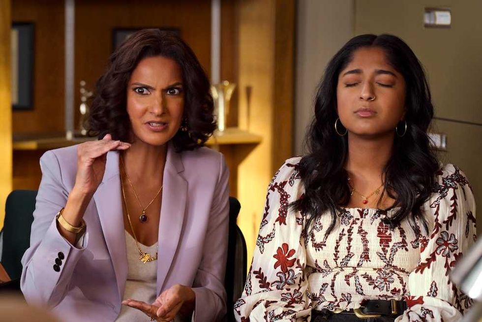 Poorna Jagannathan and Maitreyi Ramakrishnan in Never Have I Ever on Netflix