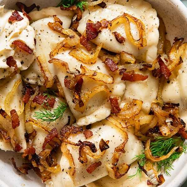 Potato, Bacon, + Caramelized Onion Pierogi