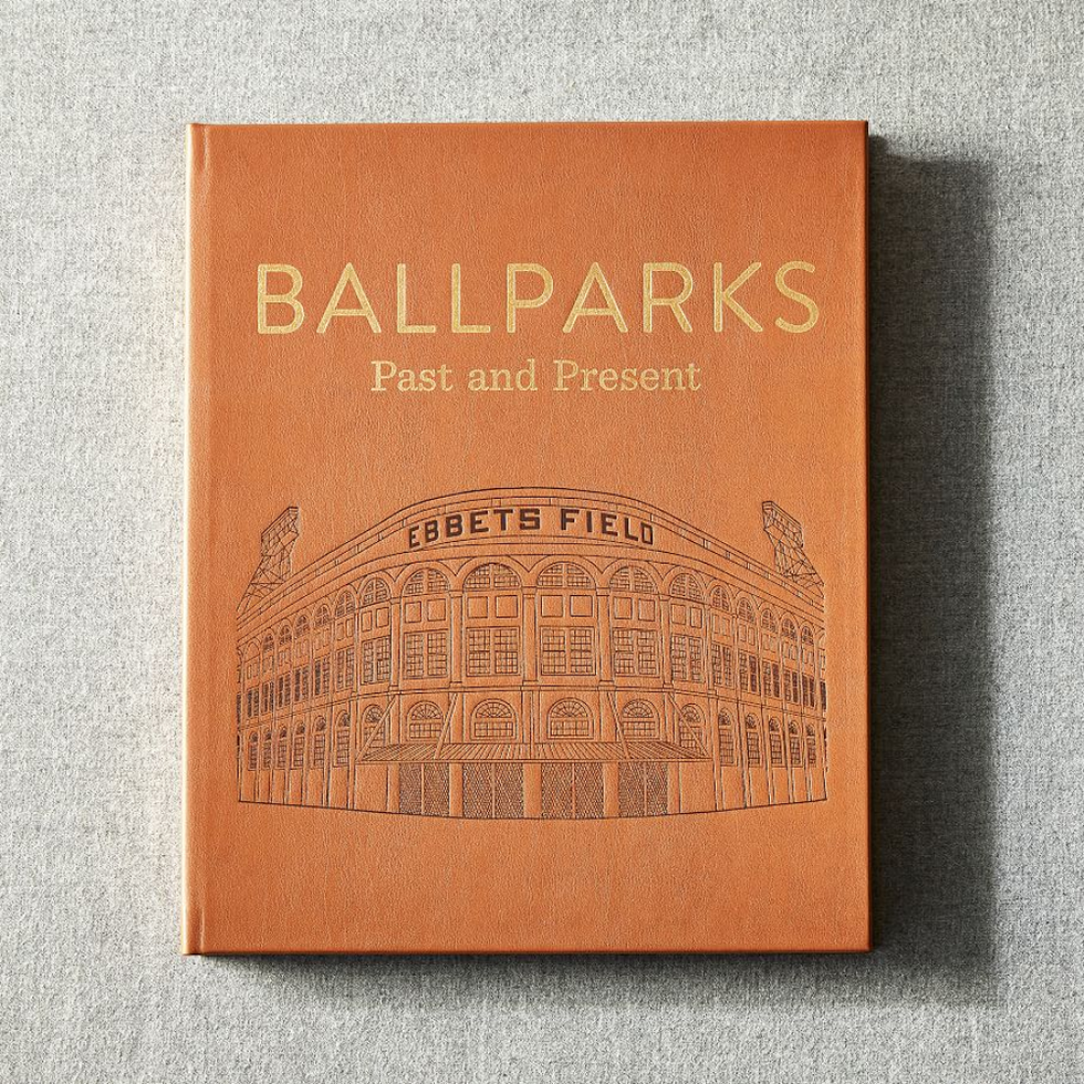 Pottery Barn Leather Ballparks Coffee Table Book