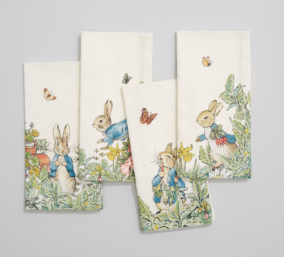 Pottery Barn Peter Rabbit Garden Assorted Cotton/Linen Napkins easter decor ideas