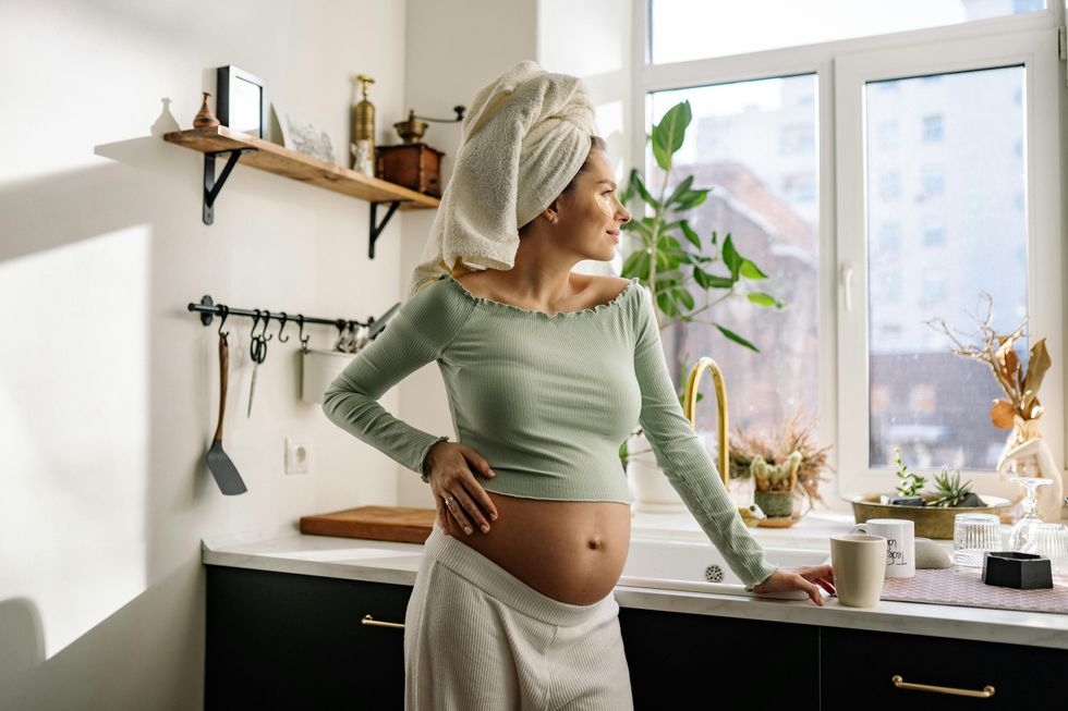 pregnant woman in her kitchen