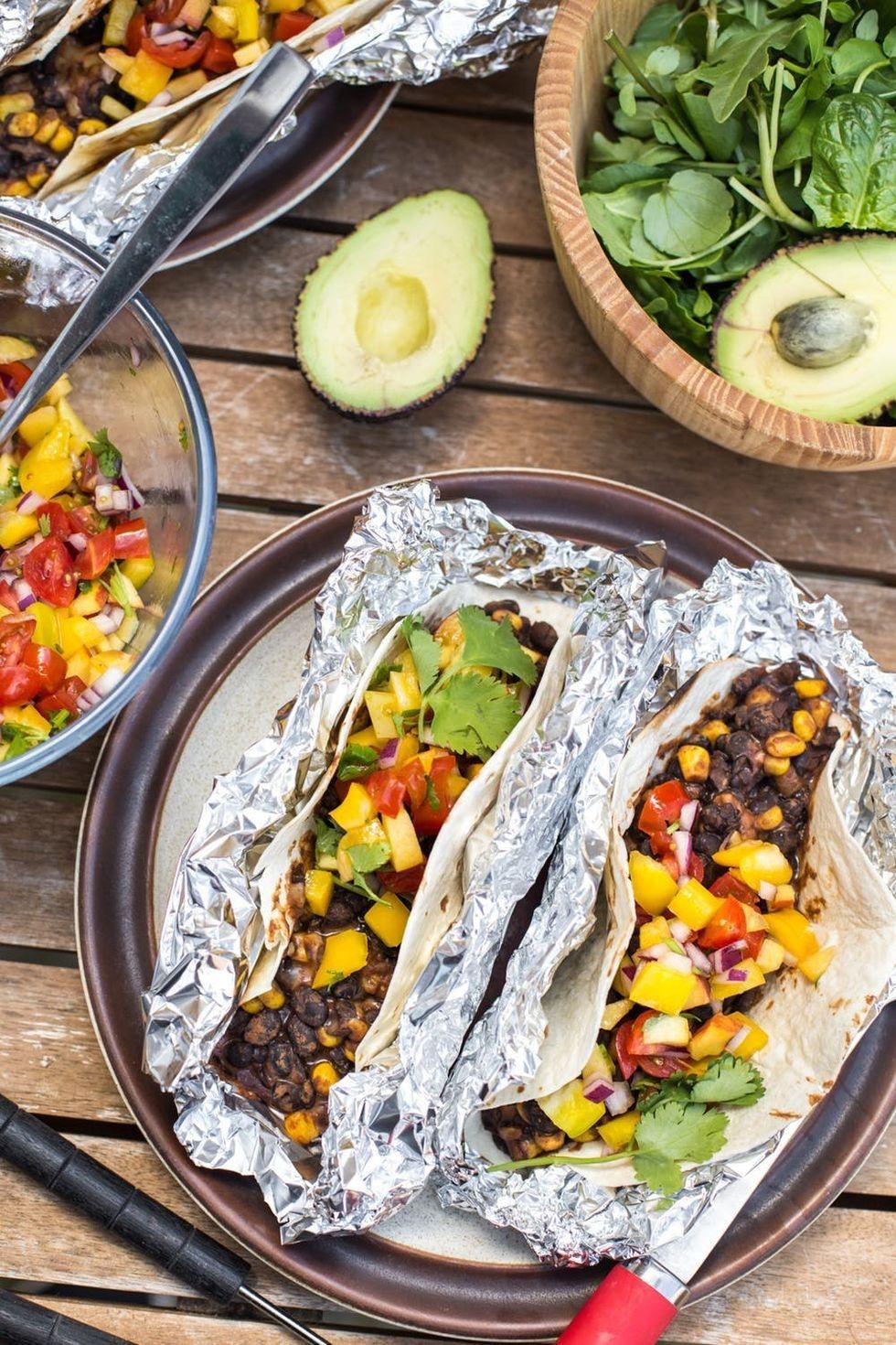 Premade Barbecue Black Bean Tacos for Camping