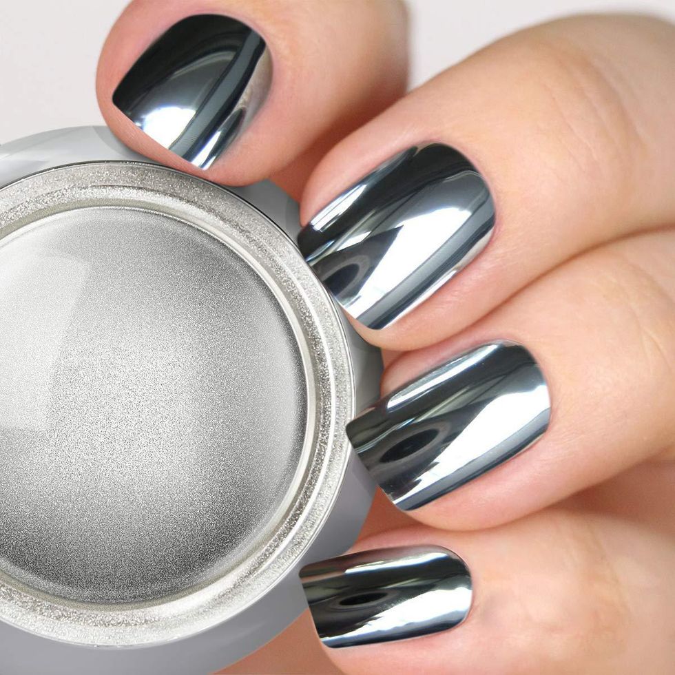PrettyDiva Silver Chrome Nail Powder nail polish for winter nails