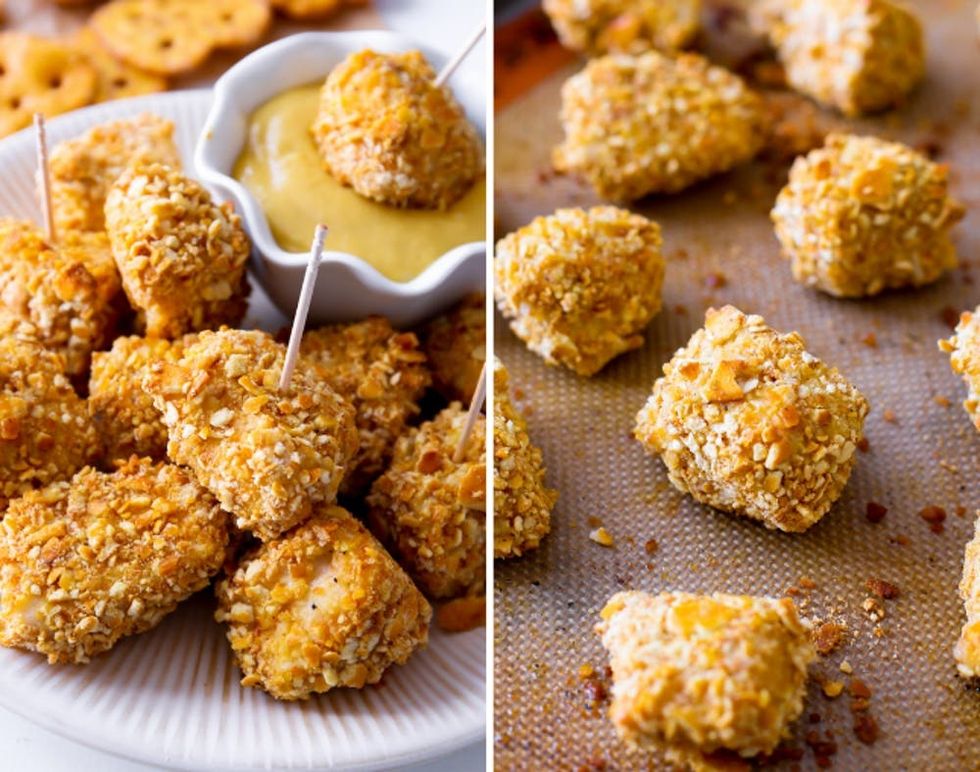 Pretzel Crusted Chicken Bites