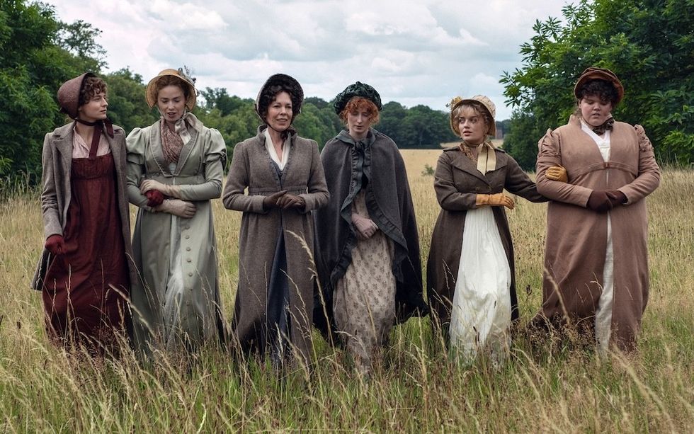 pride and prejudice the bennet sisters walking through a field