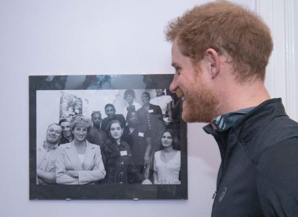 Prince Harry and picture of Princess Diana