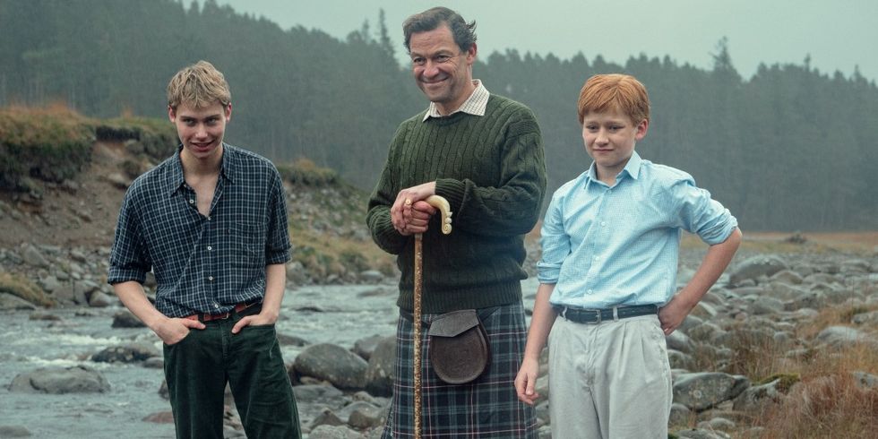 Prince William, Charles and Prince Harry in season 6 of The Crown