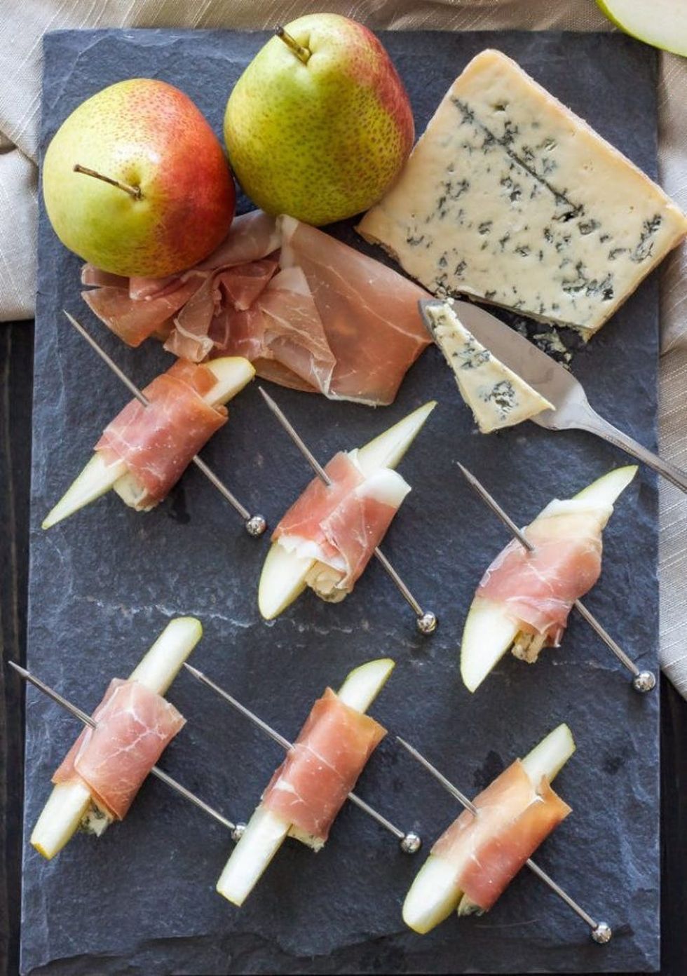 Prosciutto-Wrapped Pears With Blue Cheese